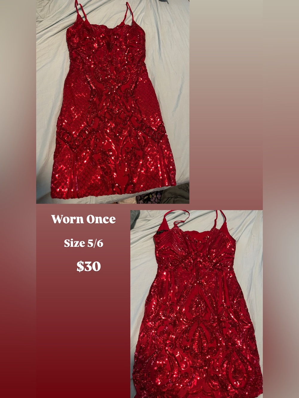 Red Sequin Homecoming Dress